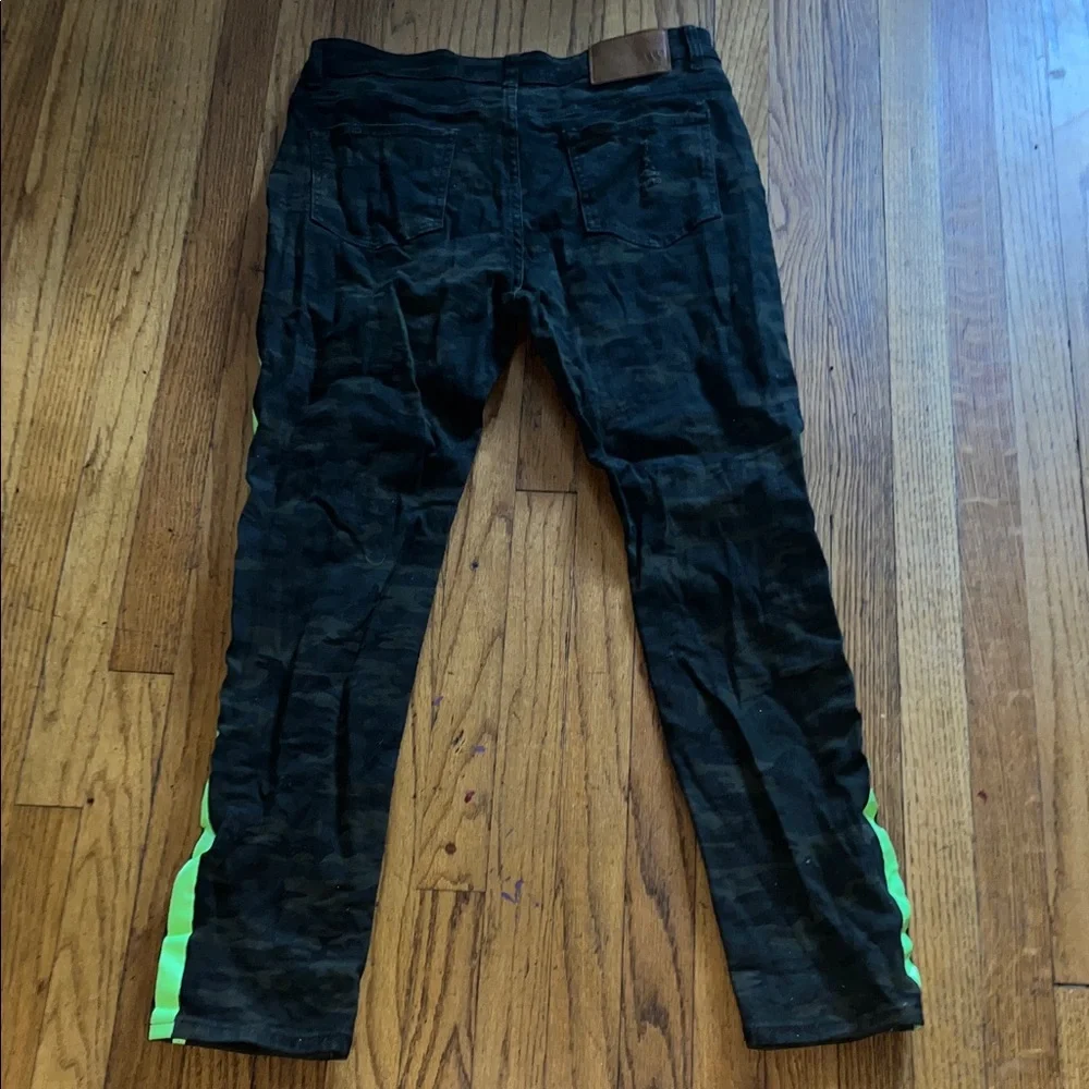 Waimea Men's Green & Black Skinny Jeans with Neon Green Stripes size 36 - Picture 5 of 6